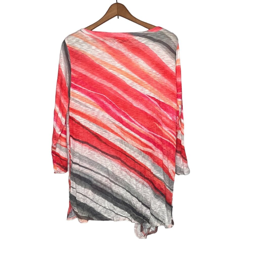 David Cline Medium M Red Striped Side Tie Hot Crushed Pullover Knit Top Blouse - Picture 3 of 5